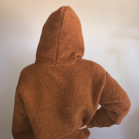 Tops | Fluffy Brown Hoodie | Poshmark